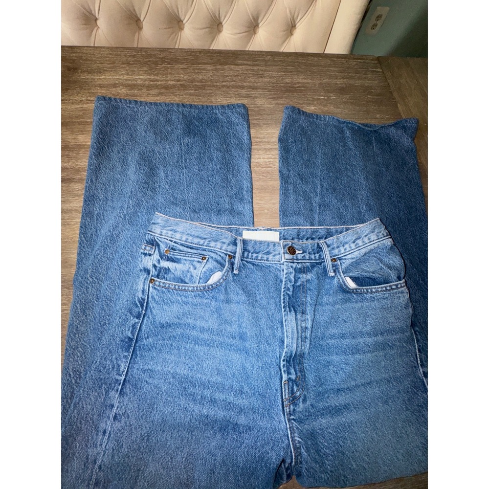 Mother The Lemon Twist Sneak Jeans Rolling In The Dough Blue Wide Leg 32 - Picture 7 of 10
